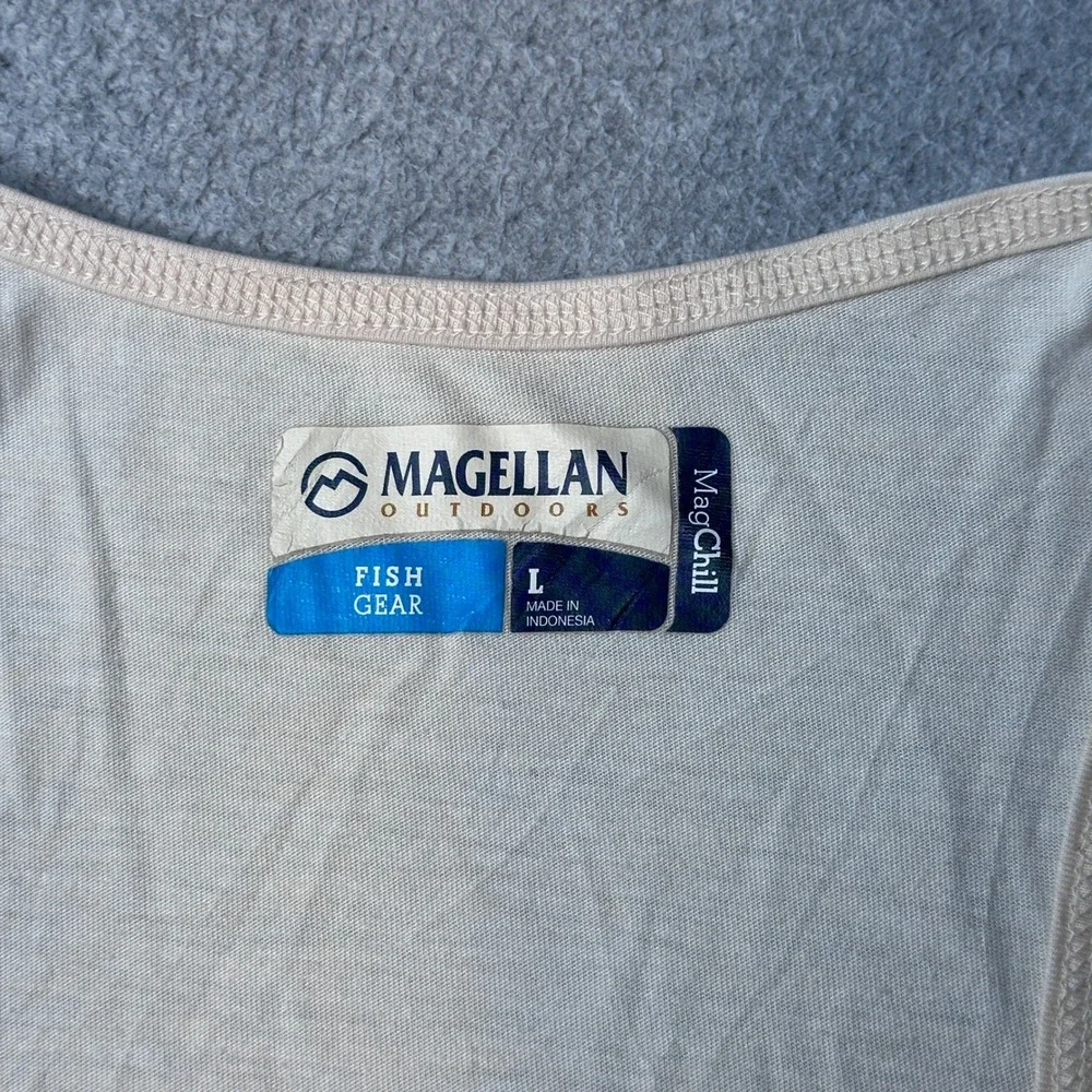 Magellan Tank Top Womens‎ L Cream Fish Gear MagChill Racerback Active 37376